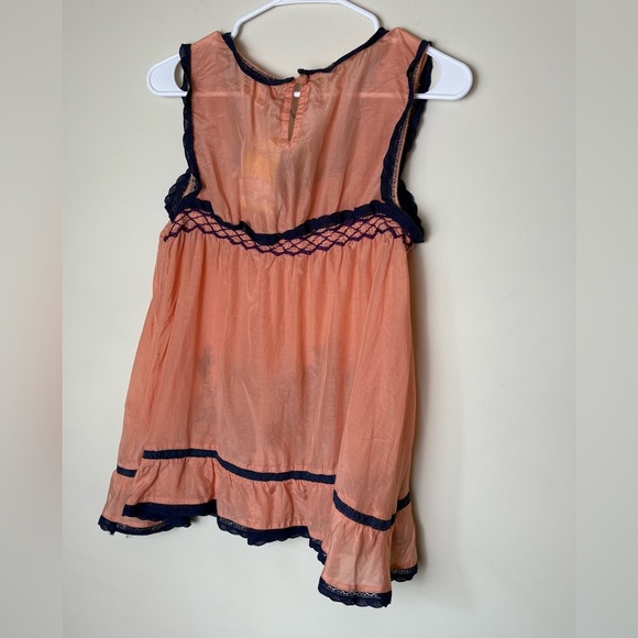 NWT Anthro Peach Sleeveless Top with Navy Floral Embroidery - Picture 12 of 16